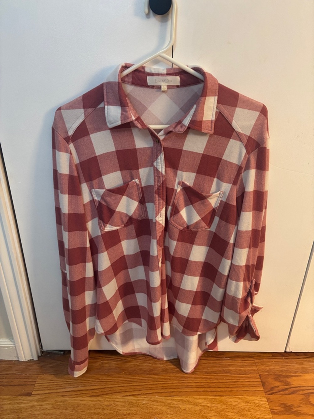 Anthropologie, Eden and Olivia,  Button-Up Shirt in Dusty Rose & Cream